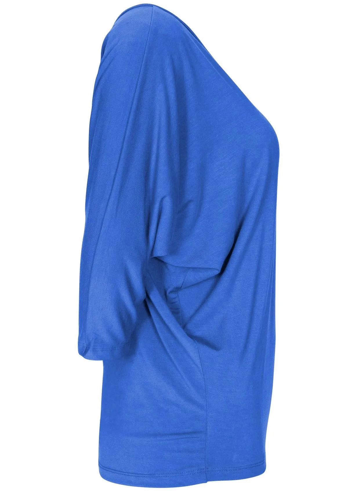 3/4 Sleeve V-neck Batwing Top Electric Blue