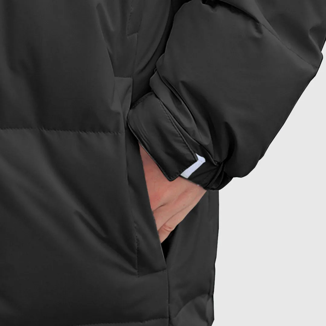 abbee Black 2XL Winter Hooded Overcoat Long Jacket Stylish Lightweight Quilted Warm Puffer Coat