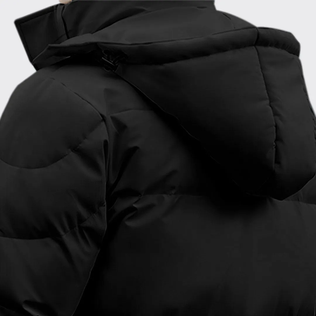 abbee Black 2XL Winter Hooded Overcoat Long Jacket Stylish Lightweight Quilted Warm Puffer Coat