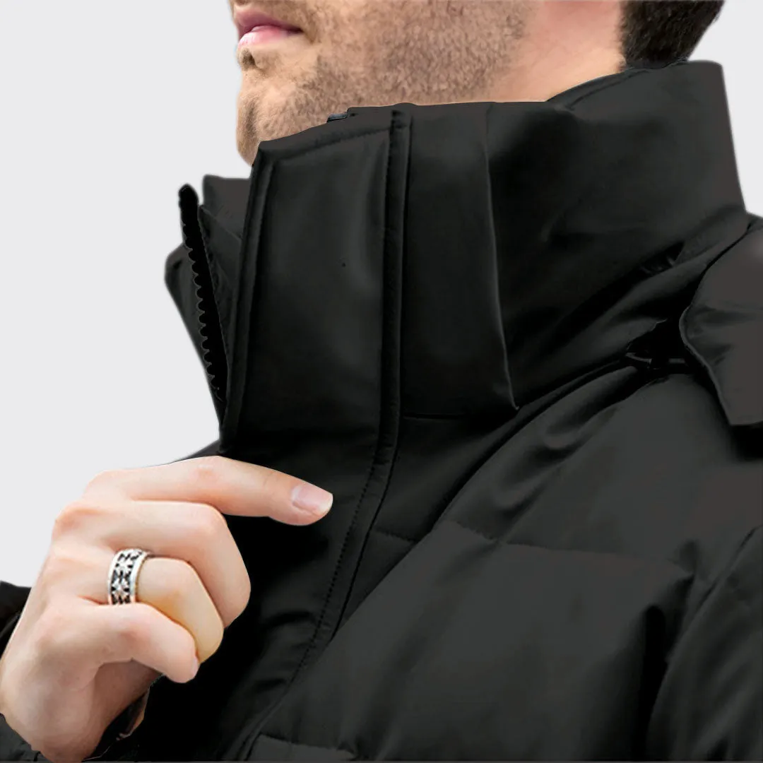 abbee Black 2XL Winter Hooded Overcoat Long Jacket Stylish Lightweight Quilted Warm Puffer Coat