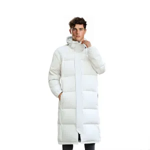 abbee White 2XL Winter Hooded Overcoat Long Jacket Stylish Lightweight Quilted Warm Puffer Coat