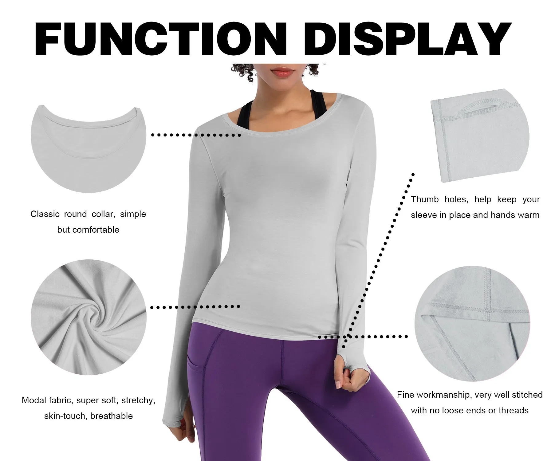Athlete Long Sleeve Tops lightgray