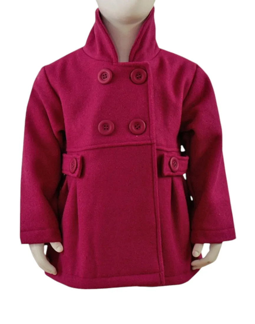 Baby Girls Knot So Bad Cerise Wool Blend Button Down Thick Belted Coats