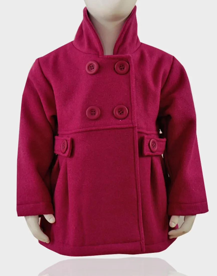 Baby Girls Knot So Bad Cerise Wool Blend Button Down Thick Belted Coats