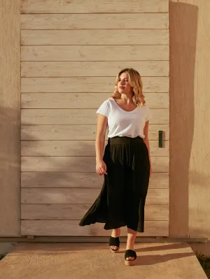 Black Crinkle Tiered Skirt