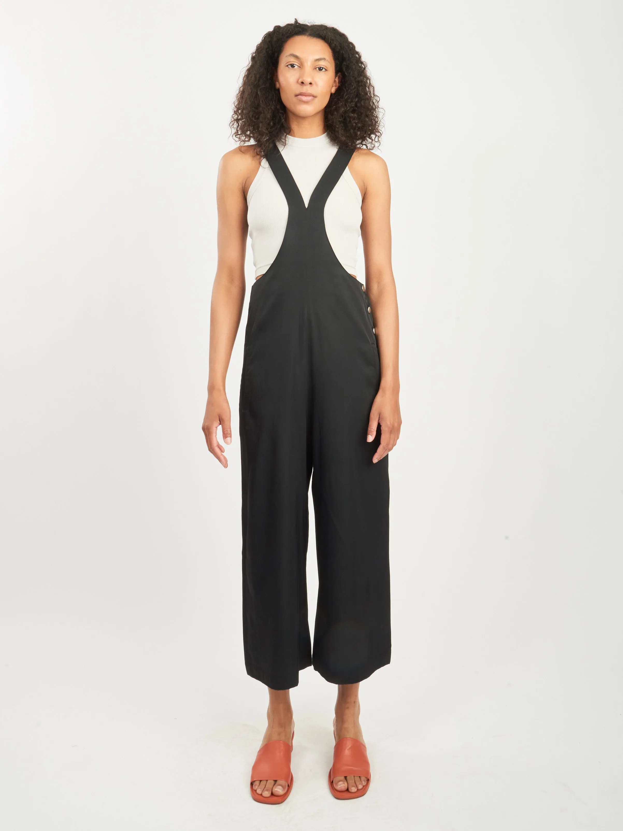 Black Drapey Suiting Jumpsuit