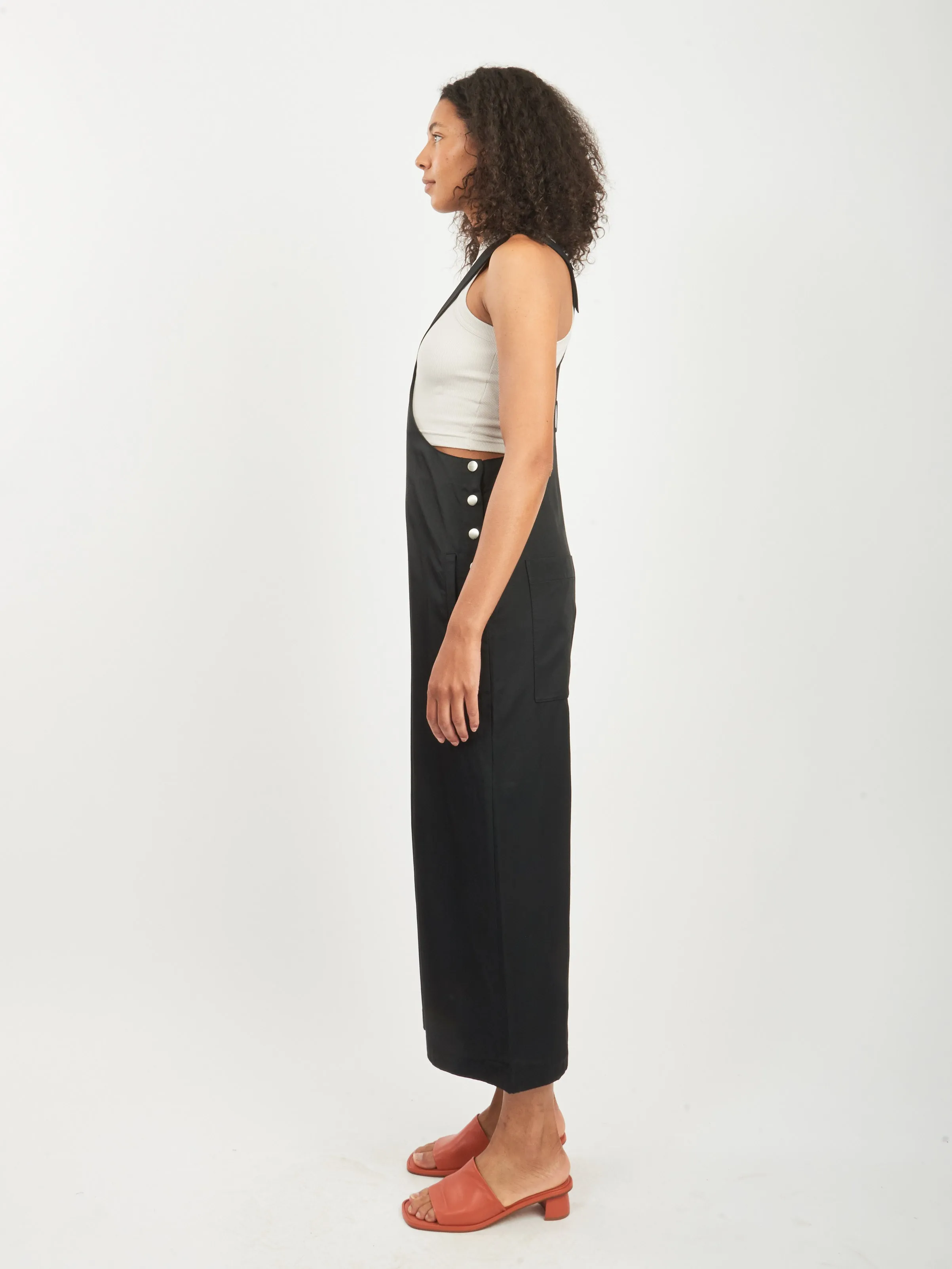Black Drapey Suiting Jumpsuit