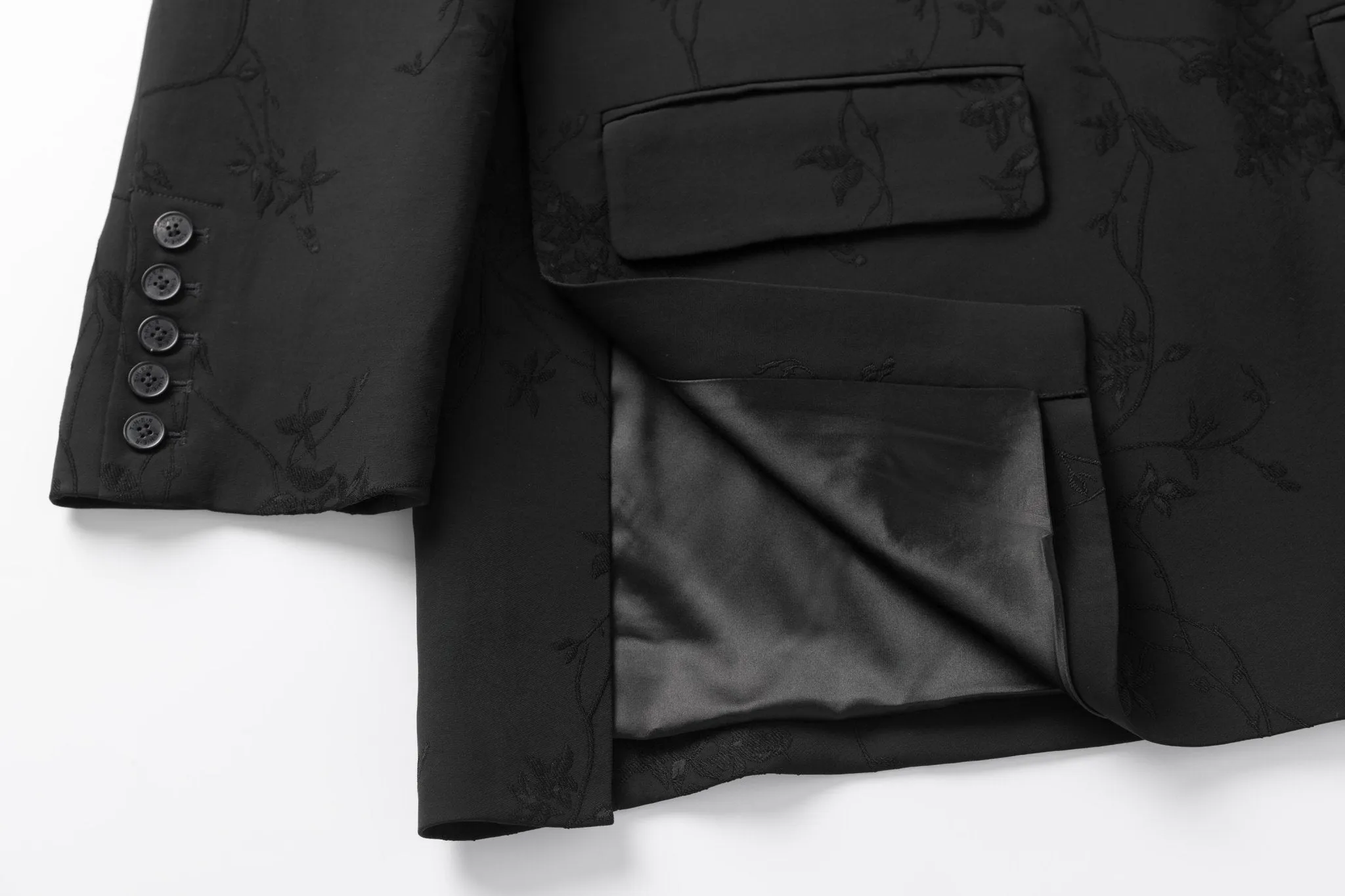 Black Patterned Jacquard Blazer