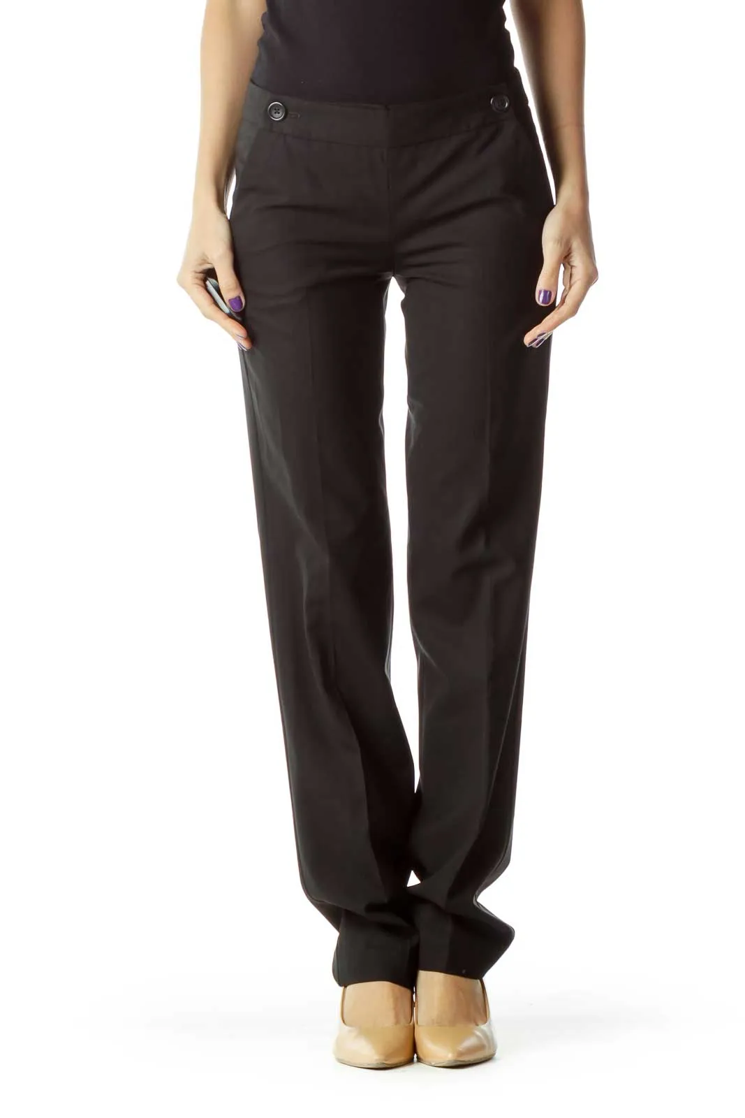 Black Slim Fit Straight Leg Pants