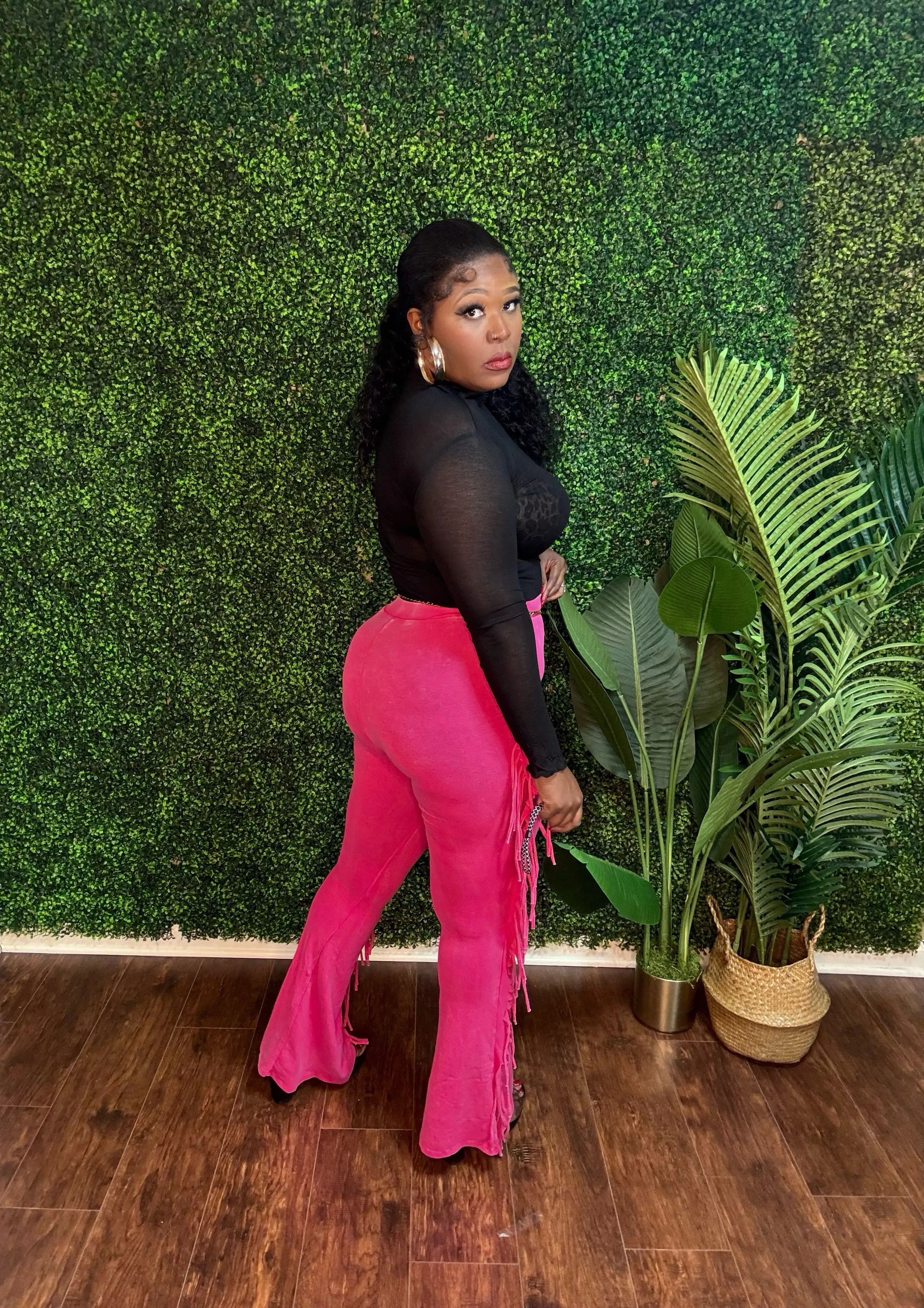 BOHO FRINGE DETAILED PANTS (Hot Pink)