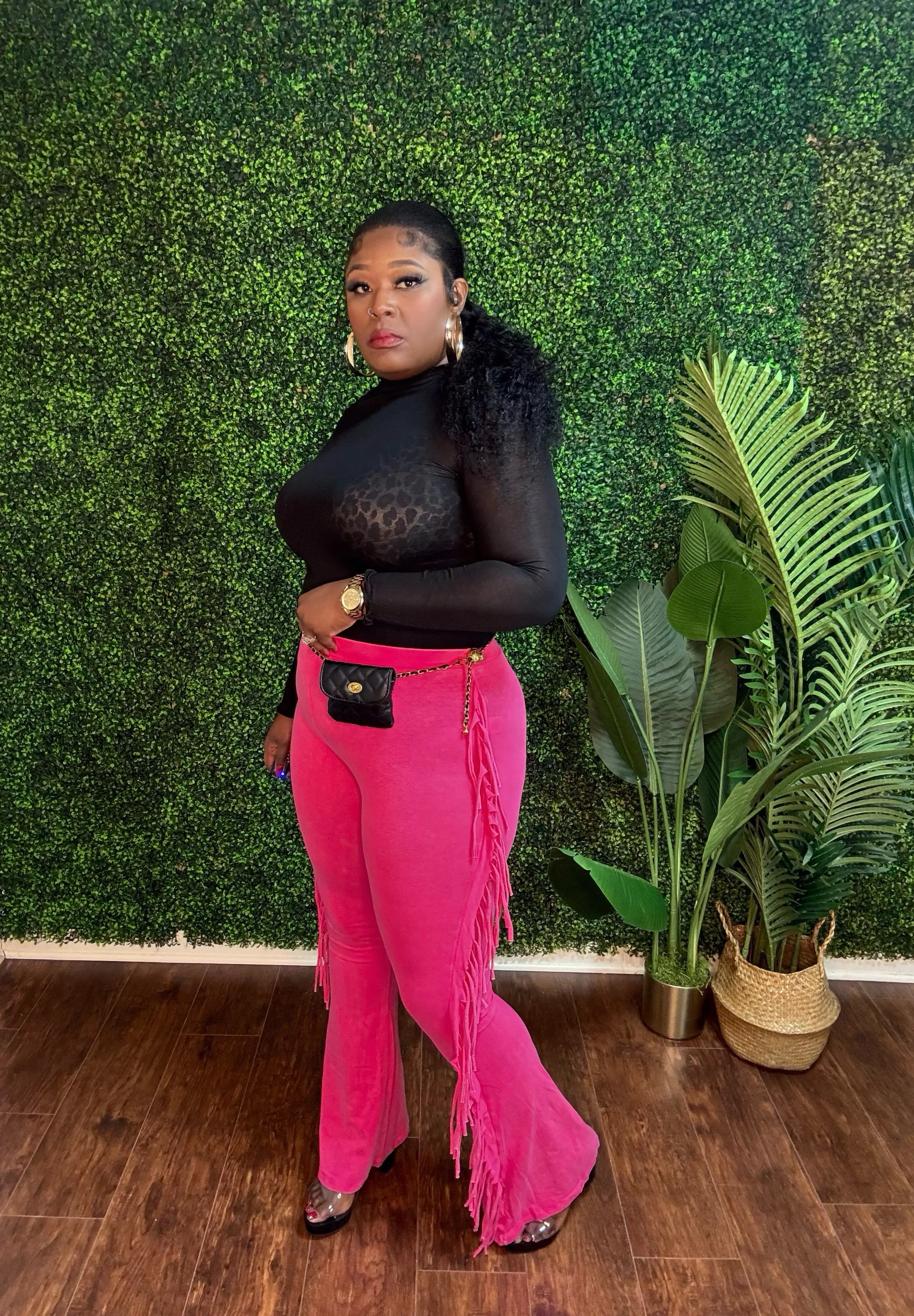 BOHO FRINGE DETAILED PANTS (Hot Pink)