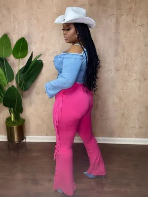 BOHO FRINGE DETAILED PANTS (Hot Pink)
