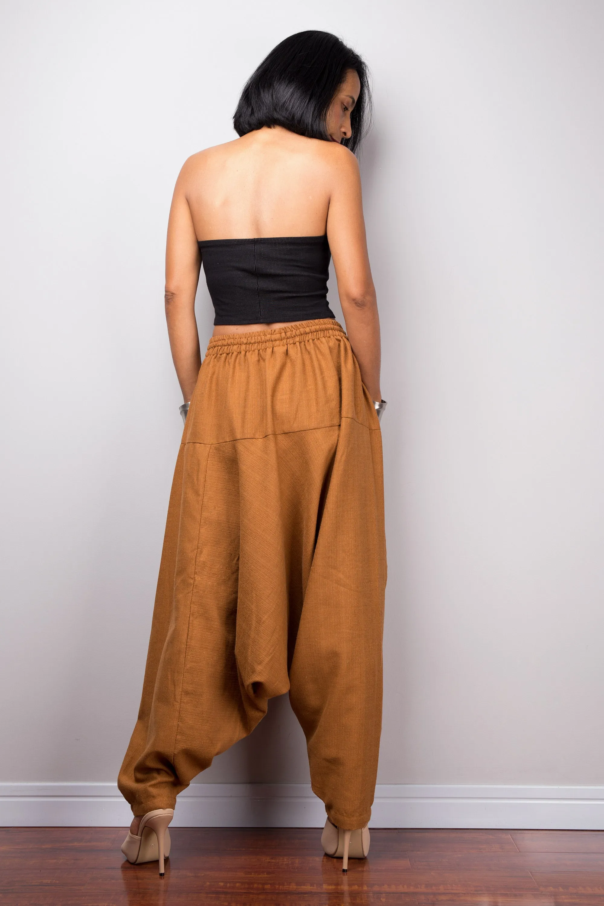 Brown unisex harem pants