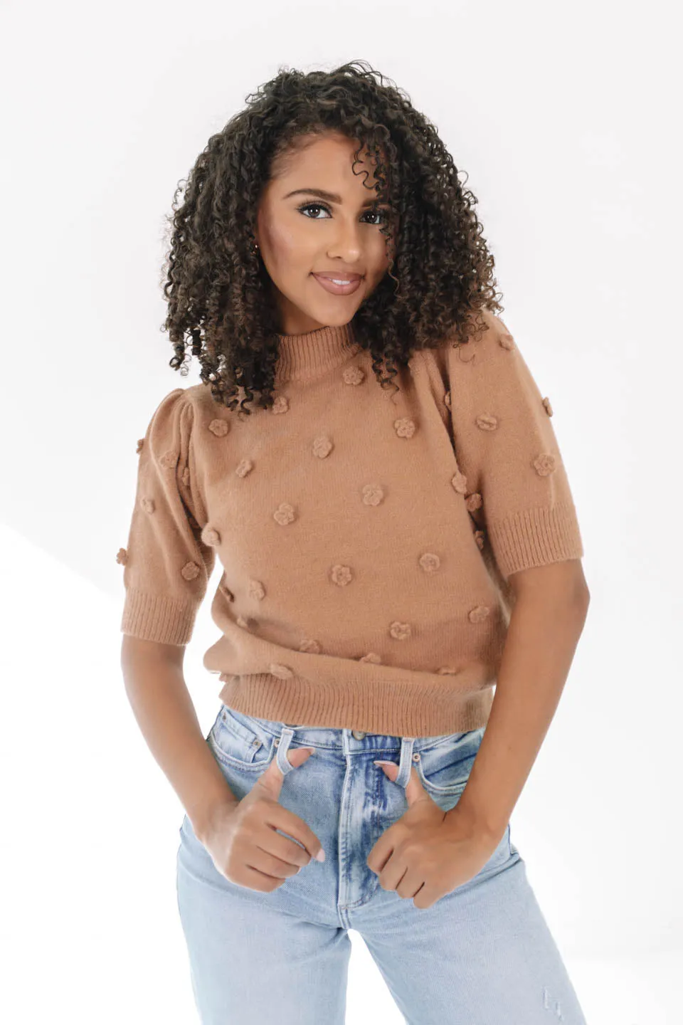Bunches Of Blossoms Sweater - Camel