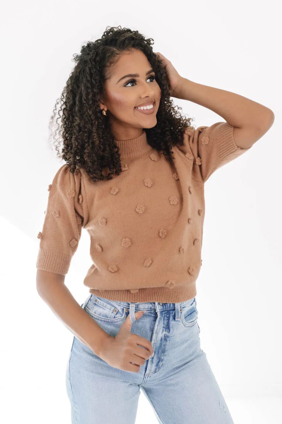Bunches Of Blossoms Sweater - Camel