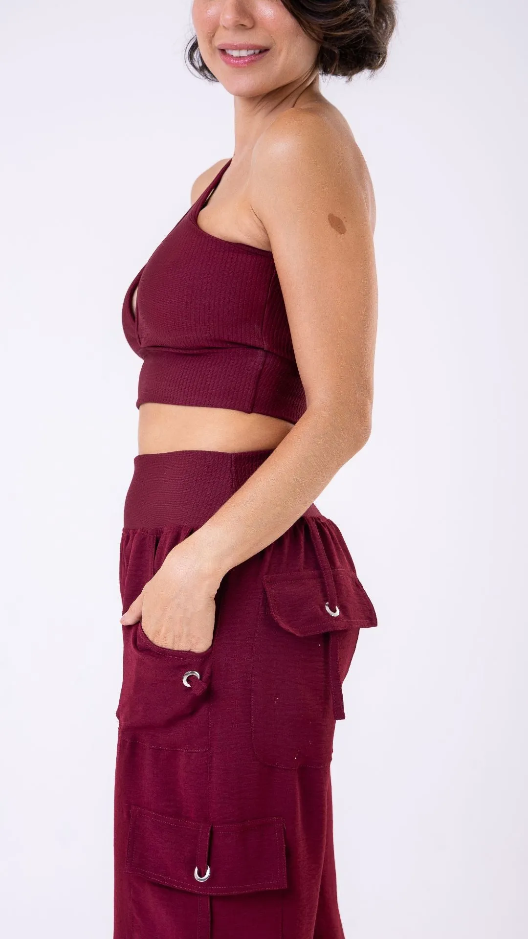 Burgundy Lis Cargo Pant