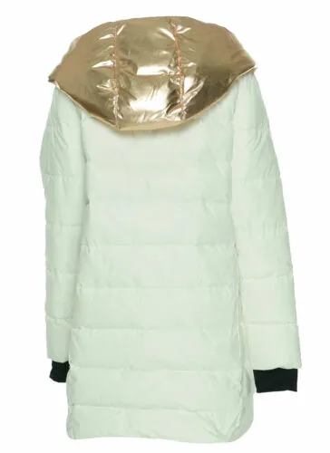 Calvin Klein Performance Women's Down Metallic Hood Walker Jacket Cloud Small