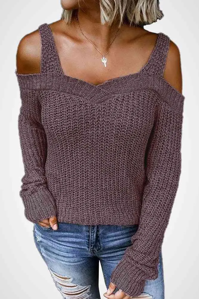 Cold Shoulder Knit Sweater