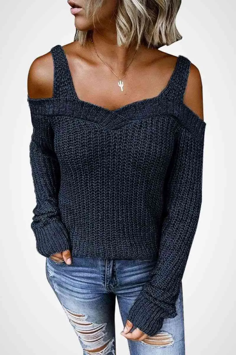 Cold Shoulder Knit Sweater