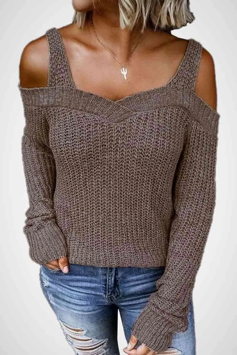 Cold Shoulder Knit Sweater