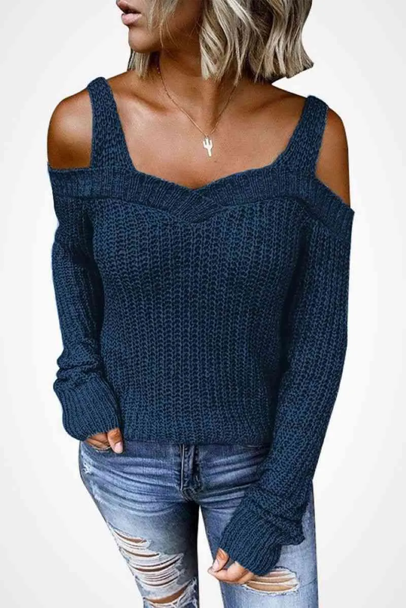 Cold Shoulder Knit Sweater