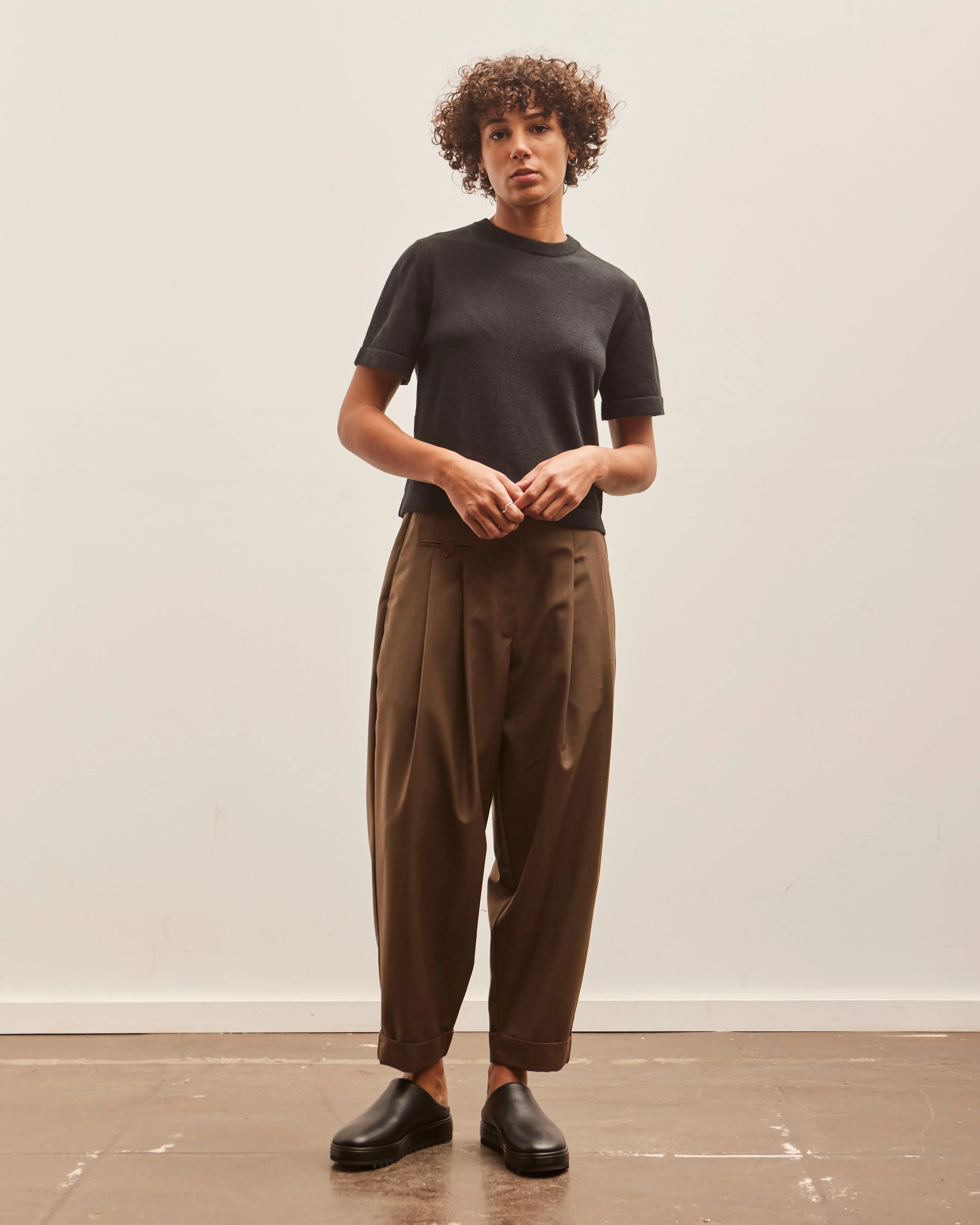 Cordera Mohair Tailoring Carrot Pants, Teak