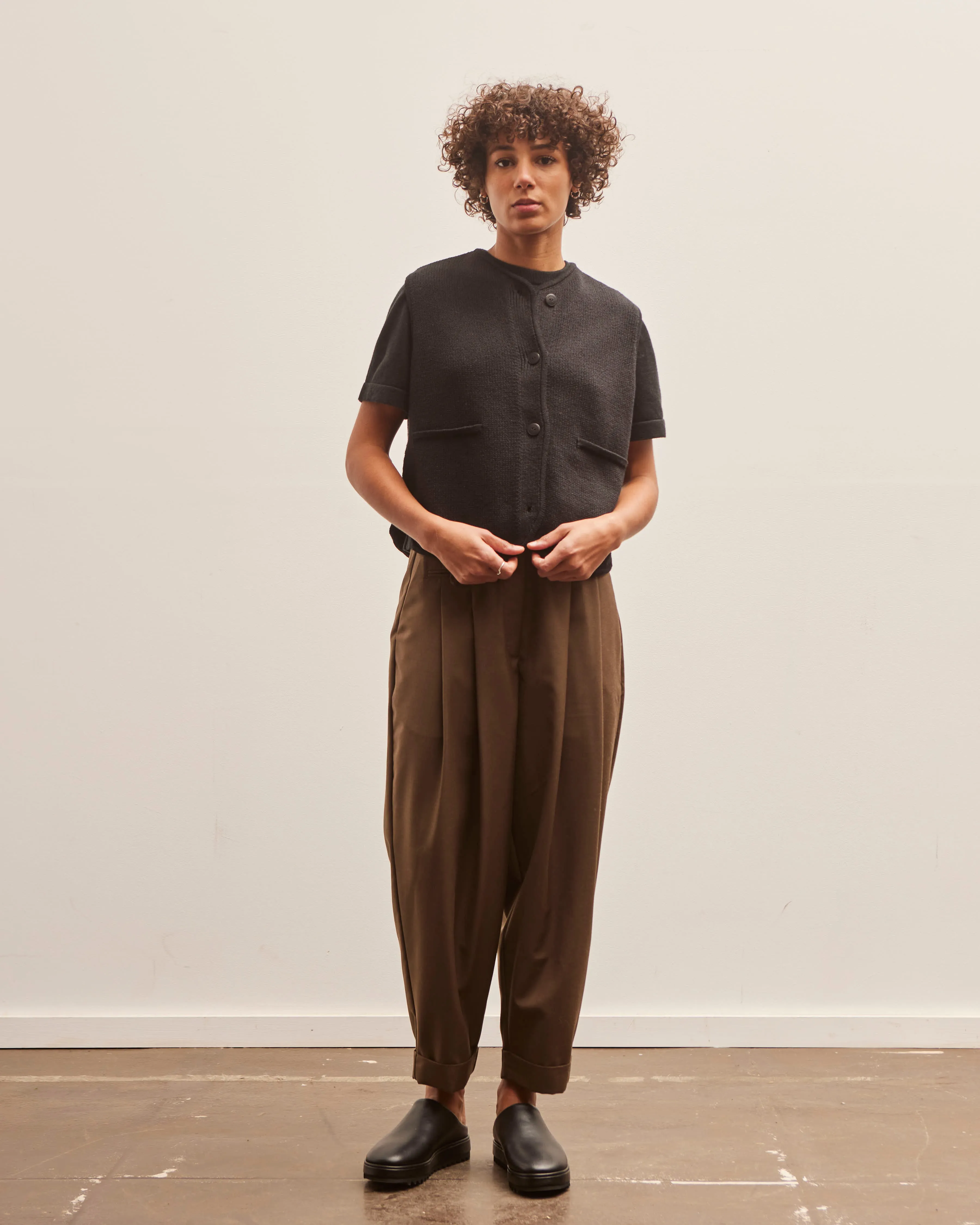 Cordera Mohair Tailoring Carrot Pants, Teak