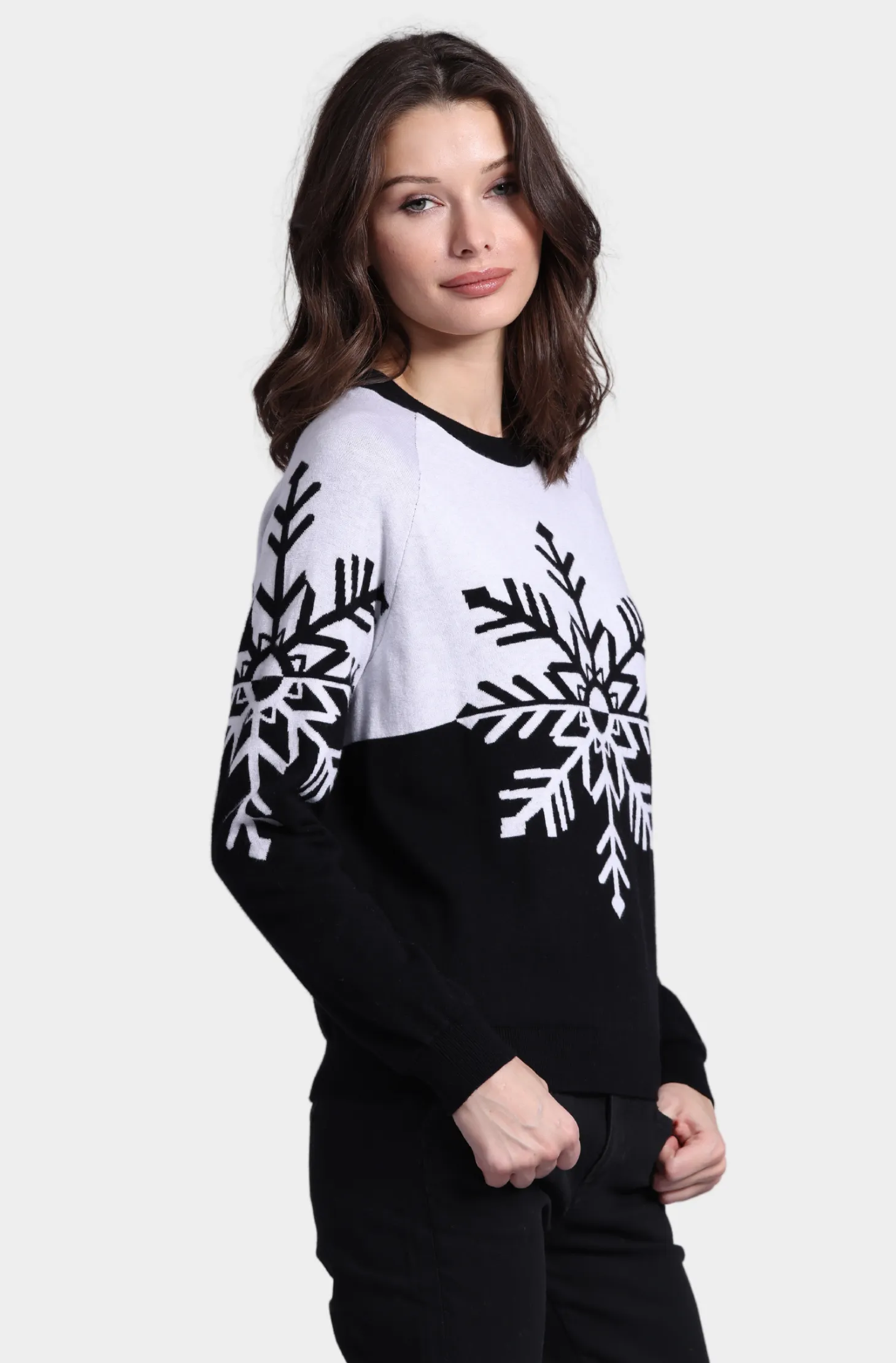 Cotton Cashmere Snowflake Reversible Pullover