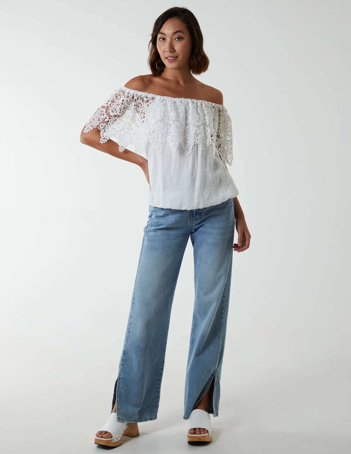 Crochet Lace Puffball Top