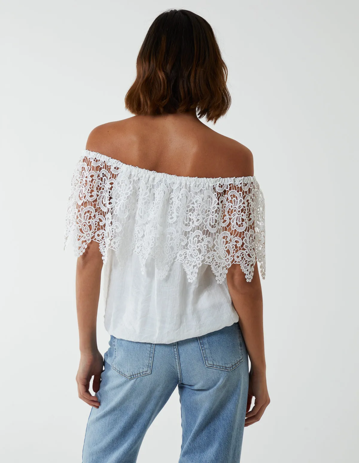 Crochet Lace Puffball Top