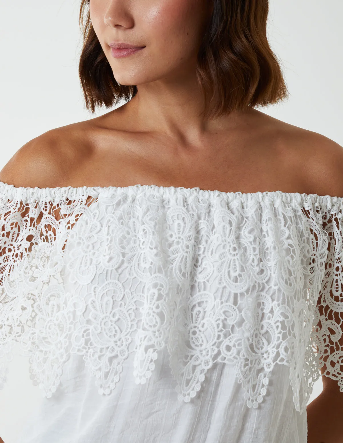 Crochet Lace Puffball Top