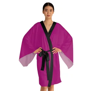 Dark Pink Long Sleeve Kimono Robe