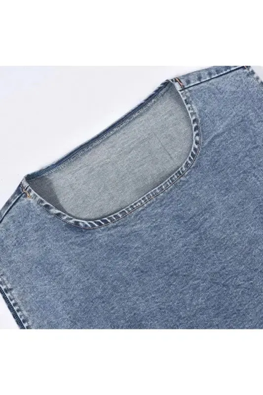 Denim Lace-up Crop Vest Mini Skirt Set