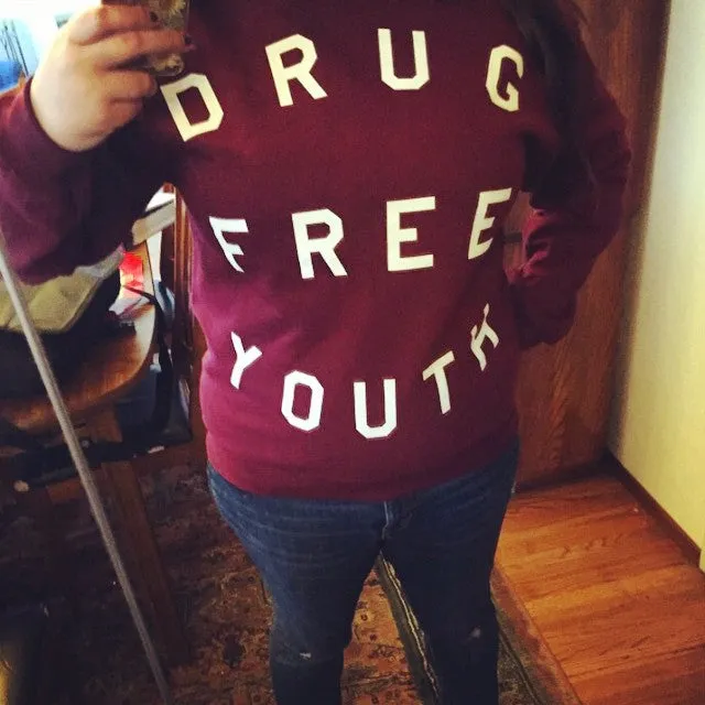 Drug Free Youth Crewneck in Maroon