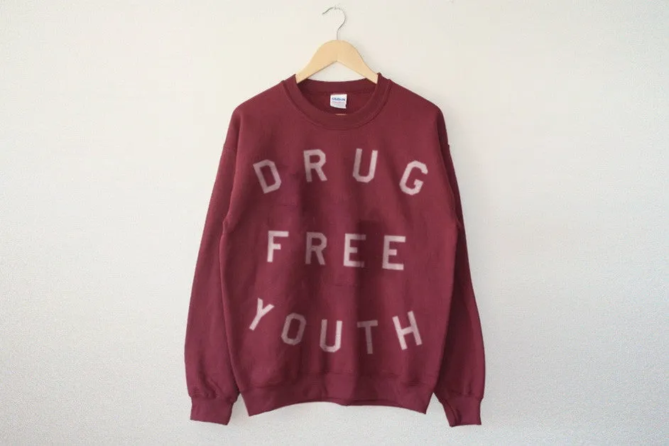 Drug Free Youth Crewneck in Maroon