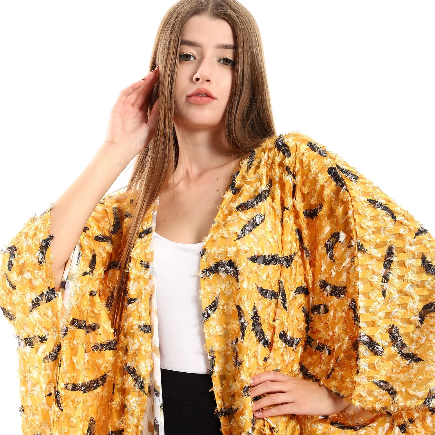 Eyelash Open Neckline Cardigan - Kady
