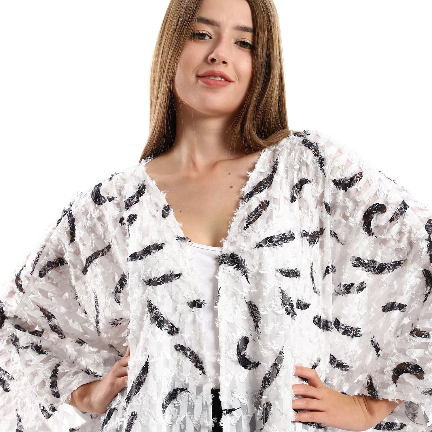 Eyelash Open Neckline Cardigan - Kady