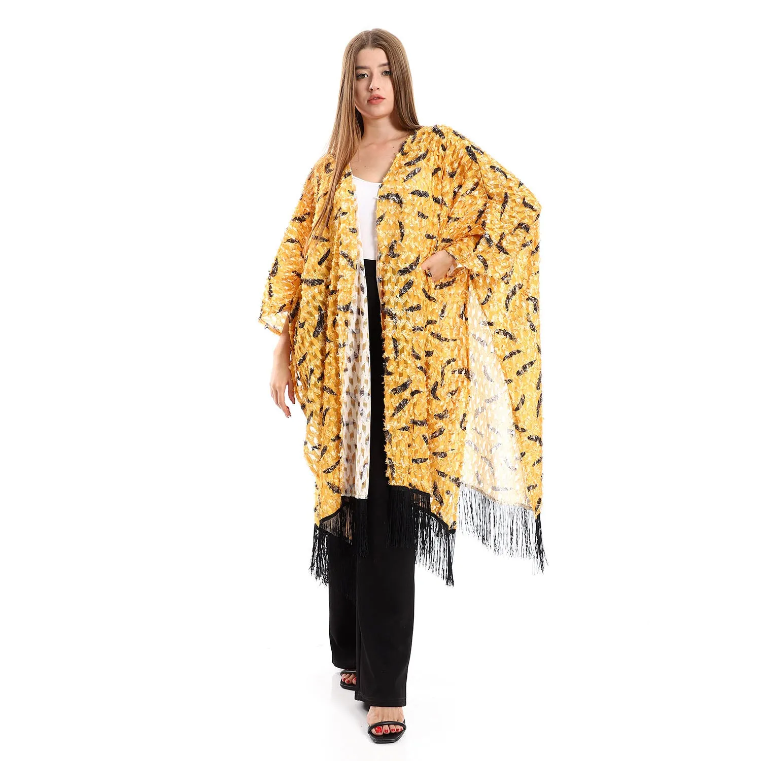 Eyelash Open Neckline Cardigan - Kady