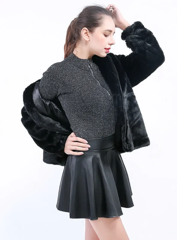 Faux Fur Mink Wool Hoods Short Coat