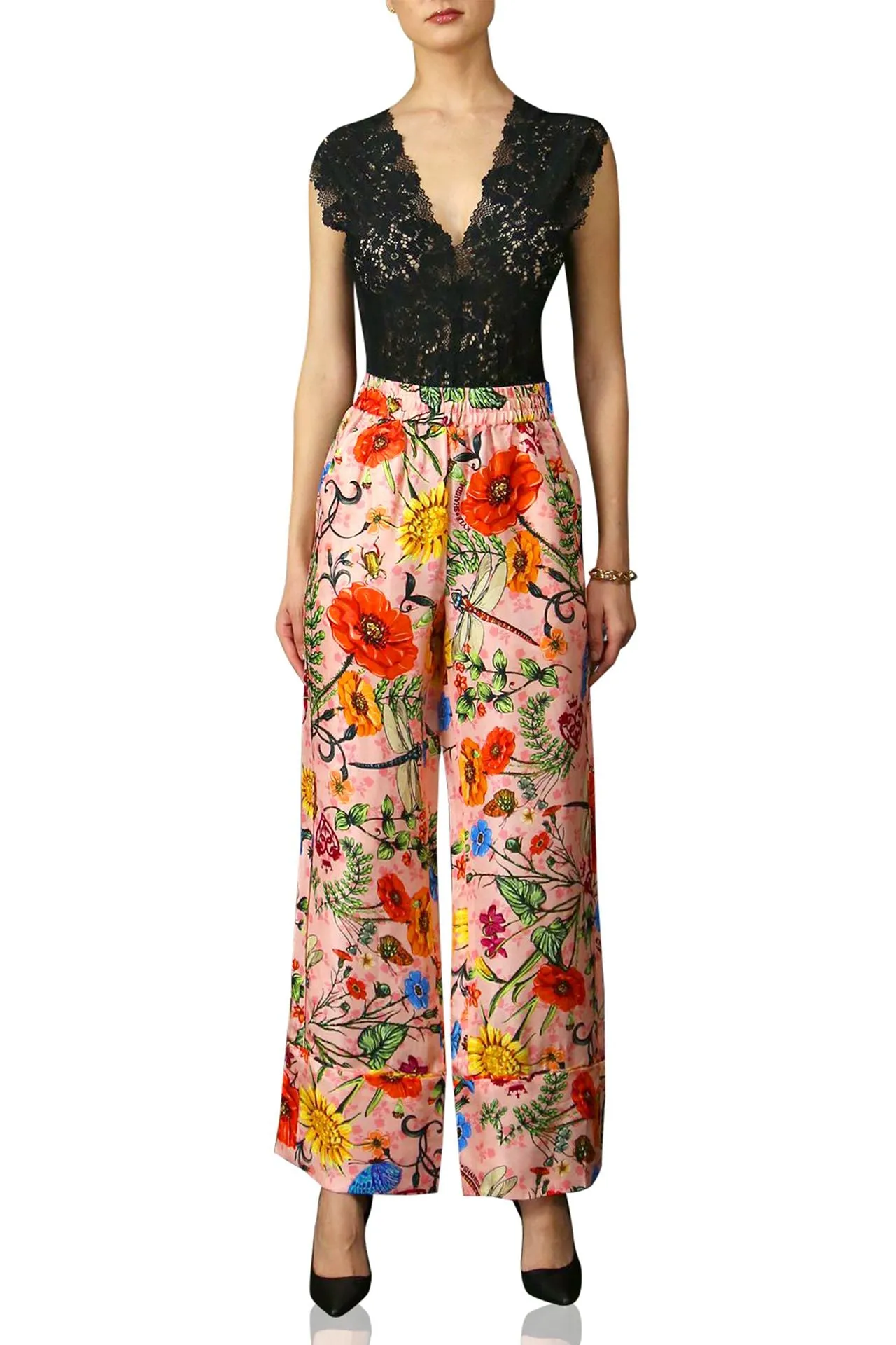 Floral Print Straight Fit Pants