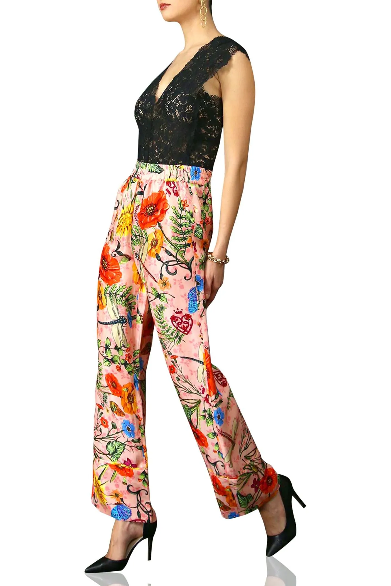 Floral Print Straight Fit Pants