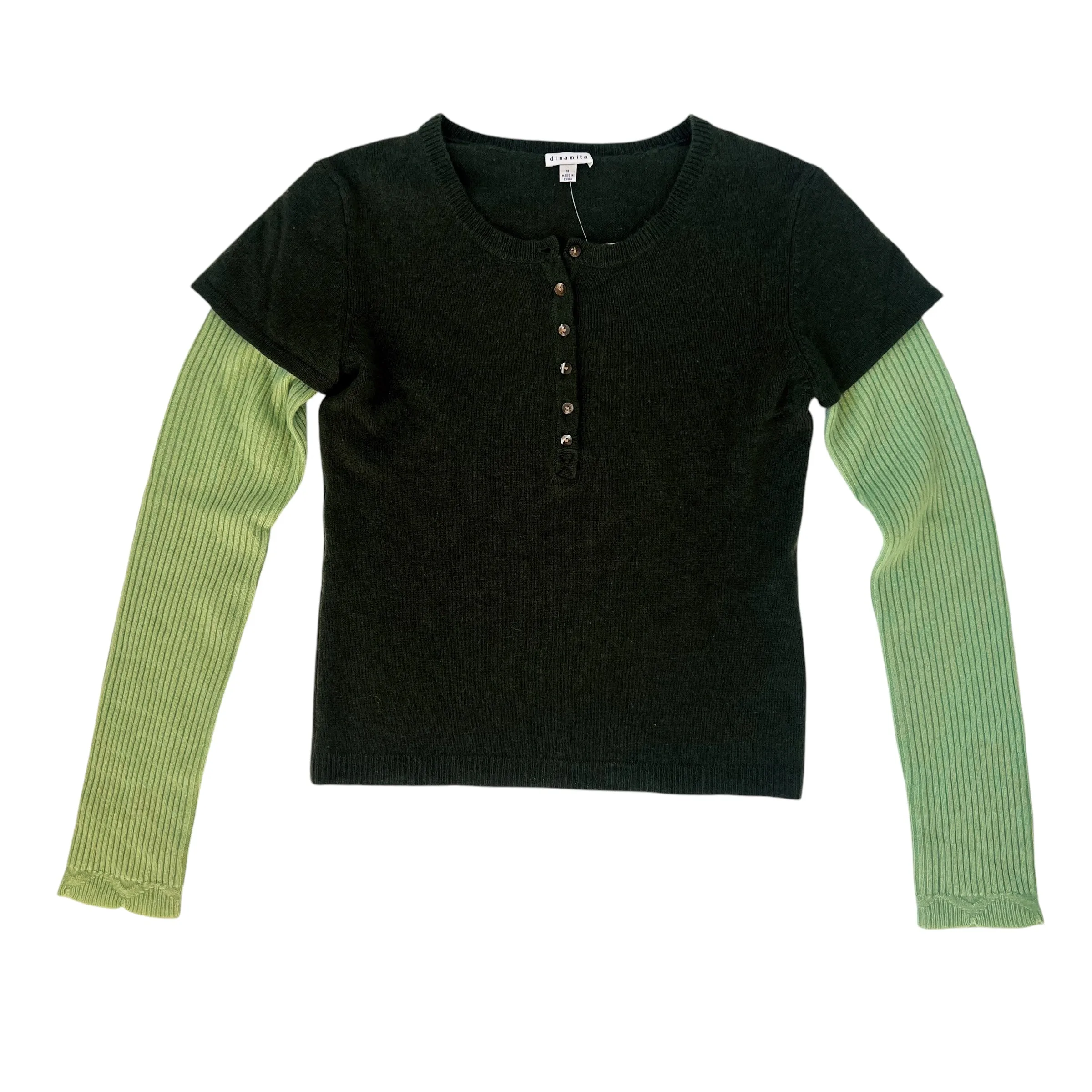 Green Layered Cashmere Sweater Top (S/M)