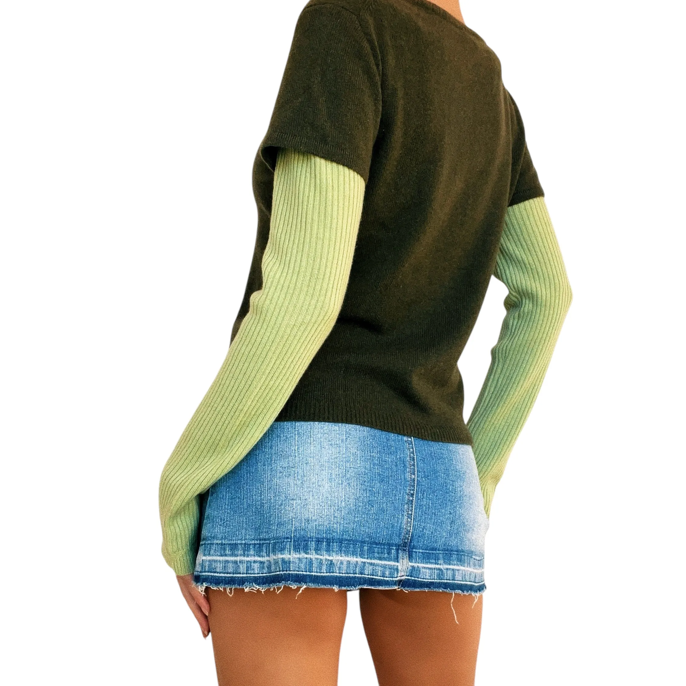 Green Layered Cashmere Sweater Top (S/M)