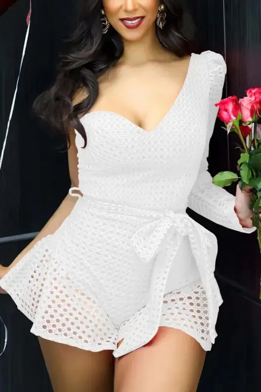 Hello Dolly One Shoulder Belted Backless Romper
