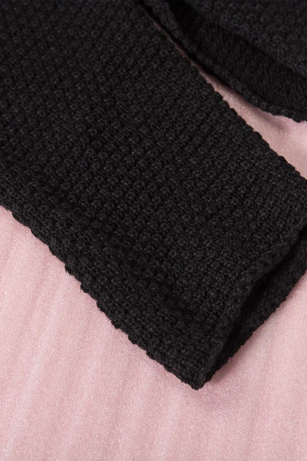 Henley Pullover Drop Shoulder Sweater with Slits