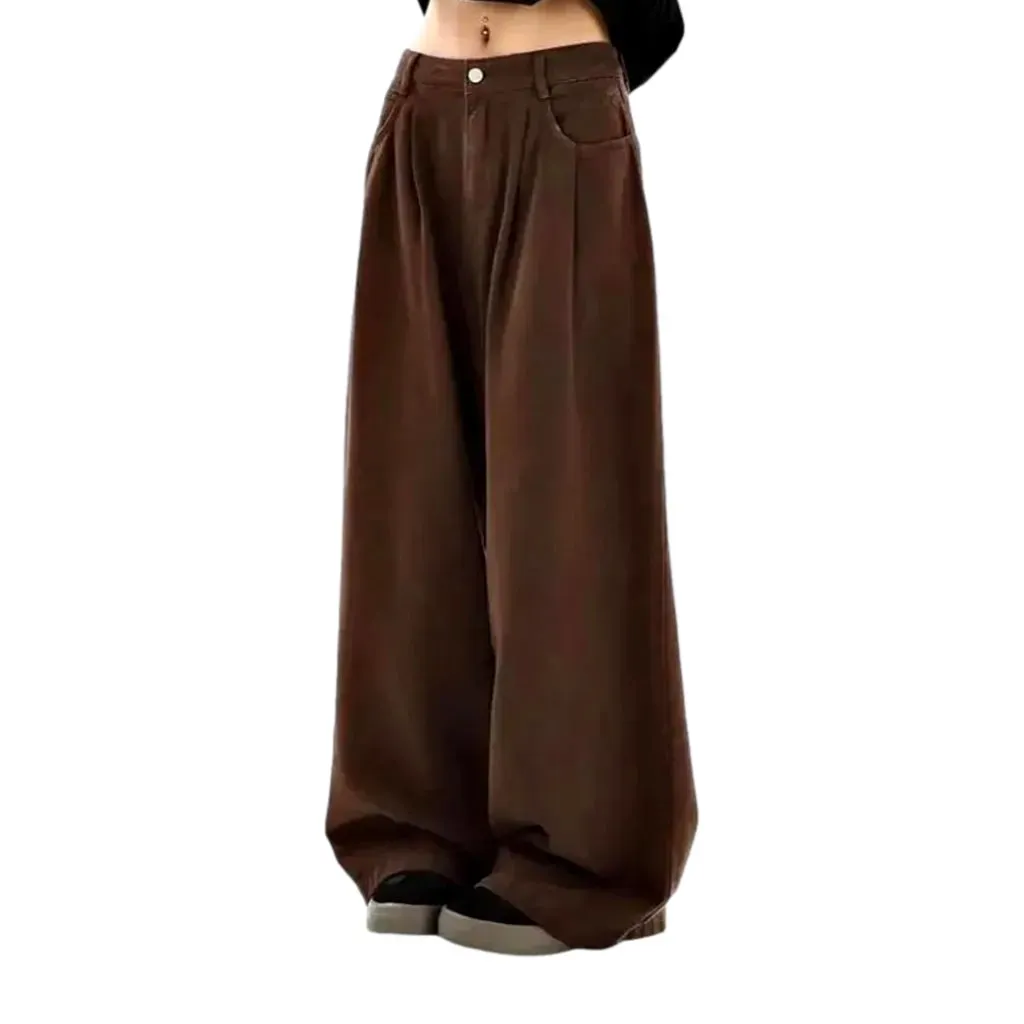High waist soft texture boho women's jeans pants