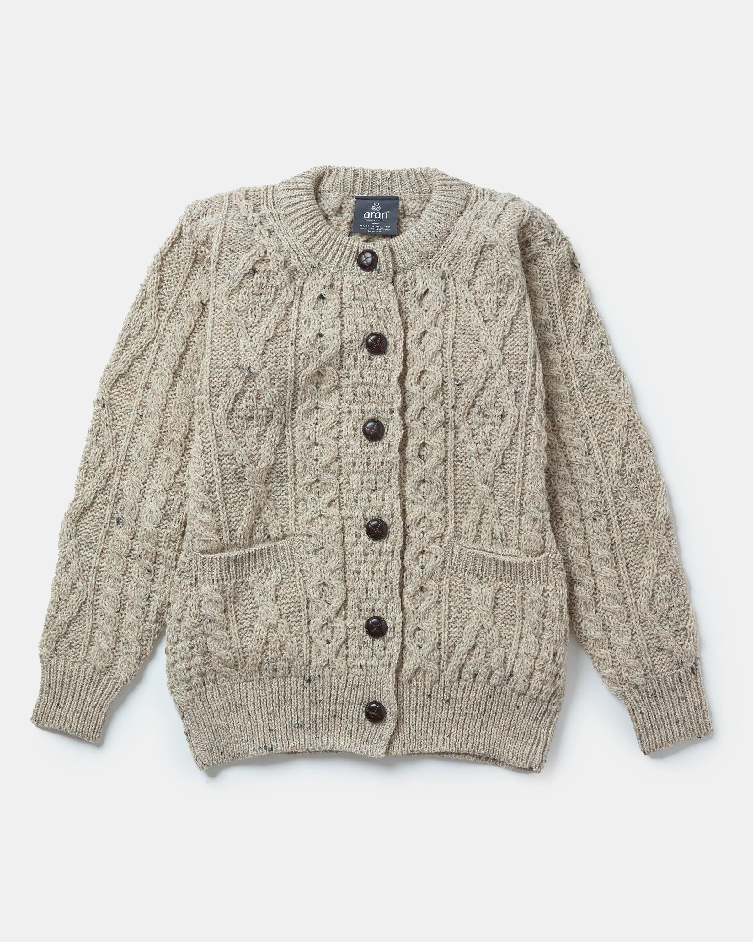 Inagh Ladies Aran Cardigan | Oatmeal