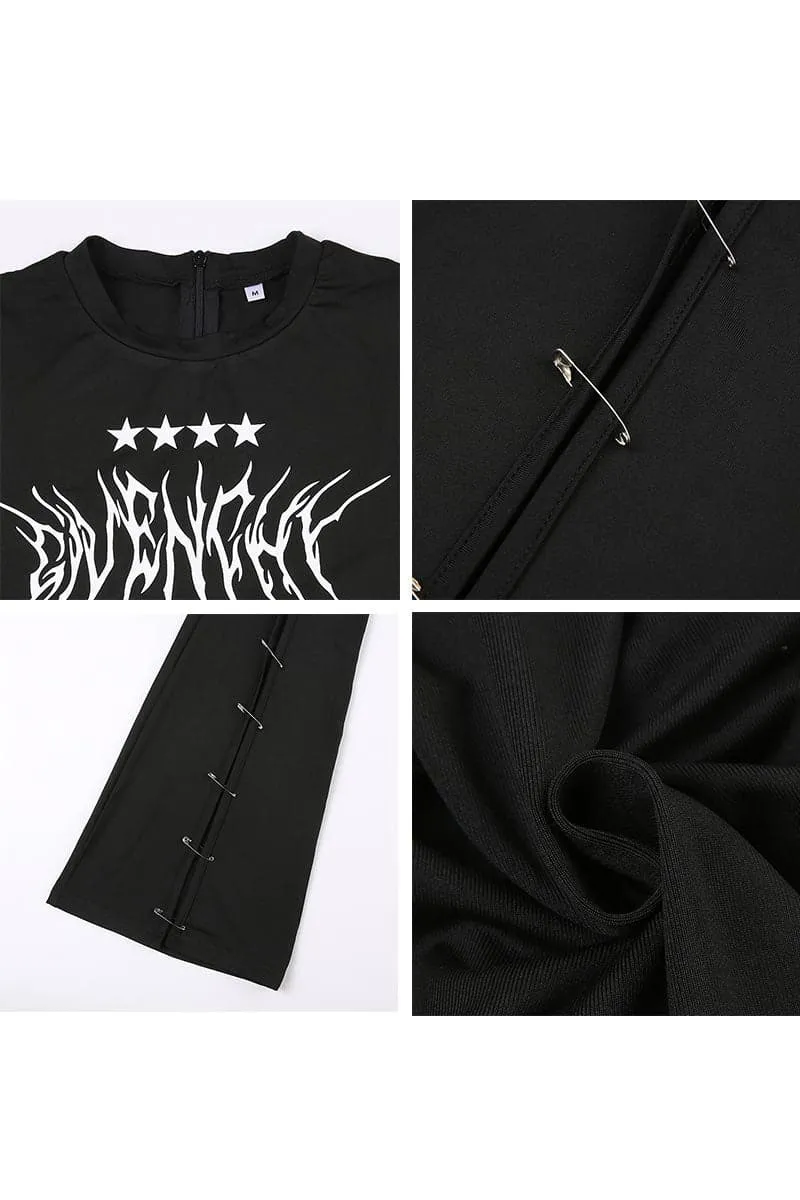 JB439 Safety Pin Graphic Jumpsuits