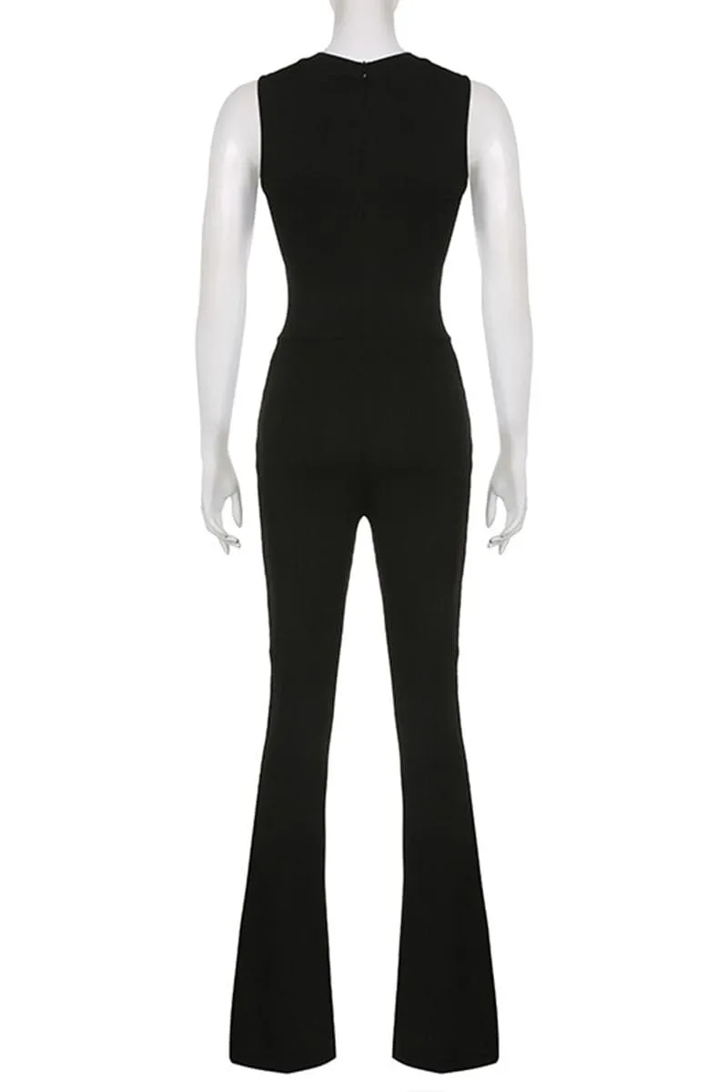 JB439 Safety Pin Graphic Jumpsuits