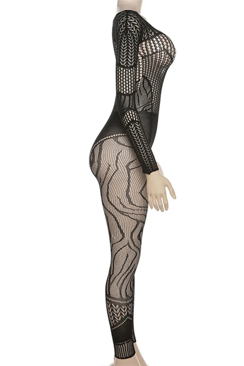 JC604 Crochet Mesh Jumpsuits